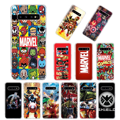 Silicone Case for Samsung Galaxy S10 S10e S20 Ultra S8 S9 S10 S20 Plus S7 Note 8 9 10 Plus Cover Marvel Superheroes The Avengers